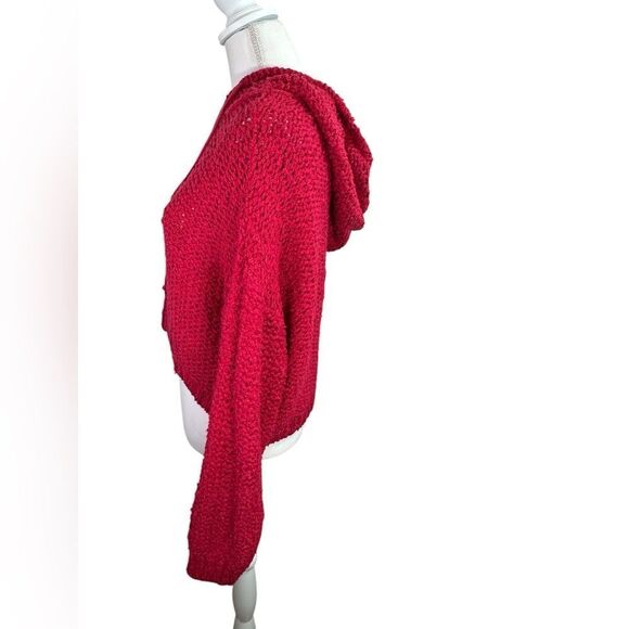 Pilcro Sailcloth Cropped Hooded Sweater Size Small Raspberry - Picture 6 of 11